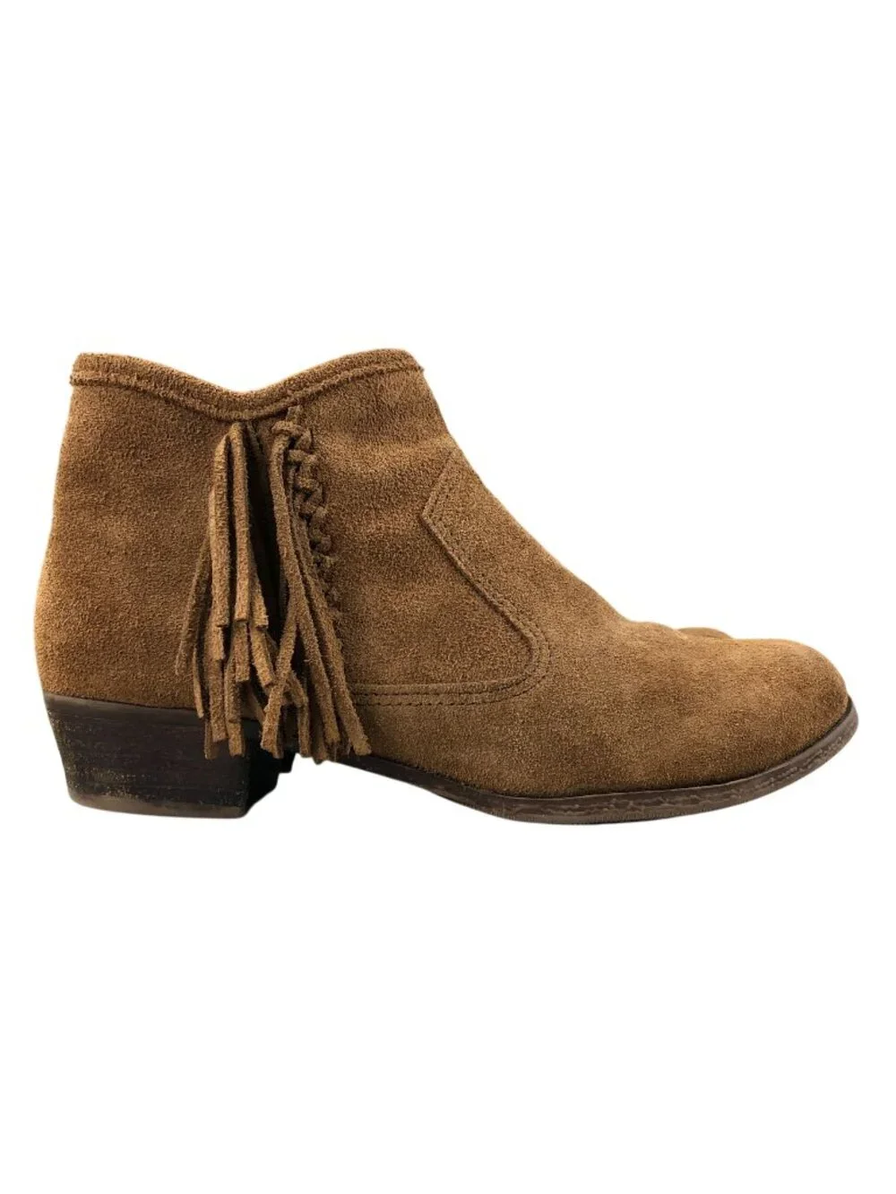 Minnetonka Women's Size 9.5 Blake Brown Suede Fringe Side Zip Ankle Booties